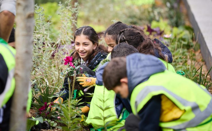 Image—Marylebone-Flyover-rain-gardens-with-school-kids-planting-the-final-plants—Credit-Marble-Arch-London-BID-&-Michael-Pilkington