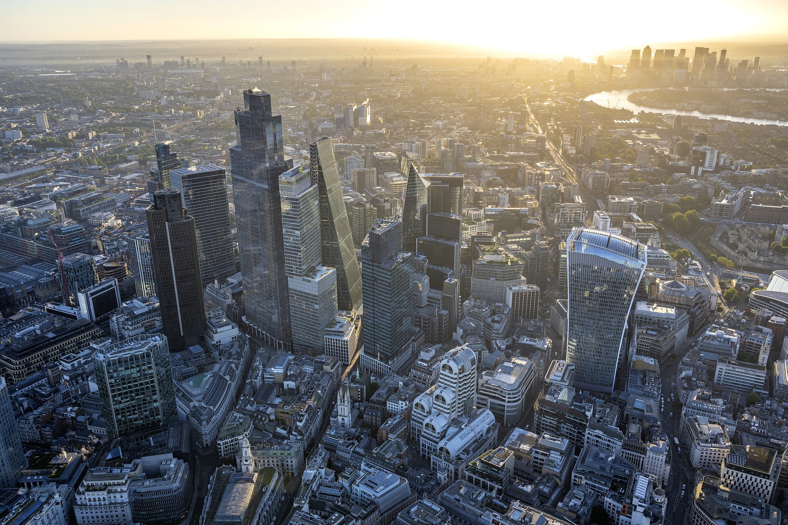 Aerial view of Bishopsgate, City of London, London